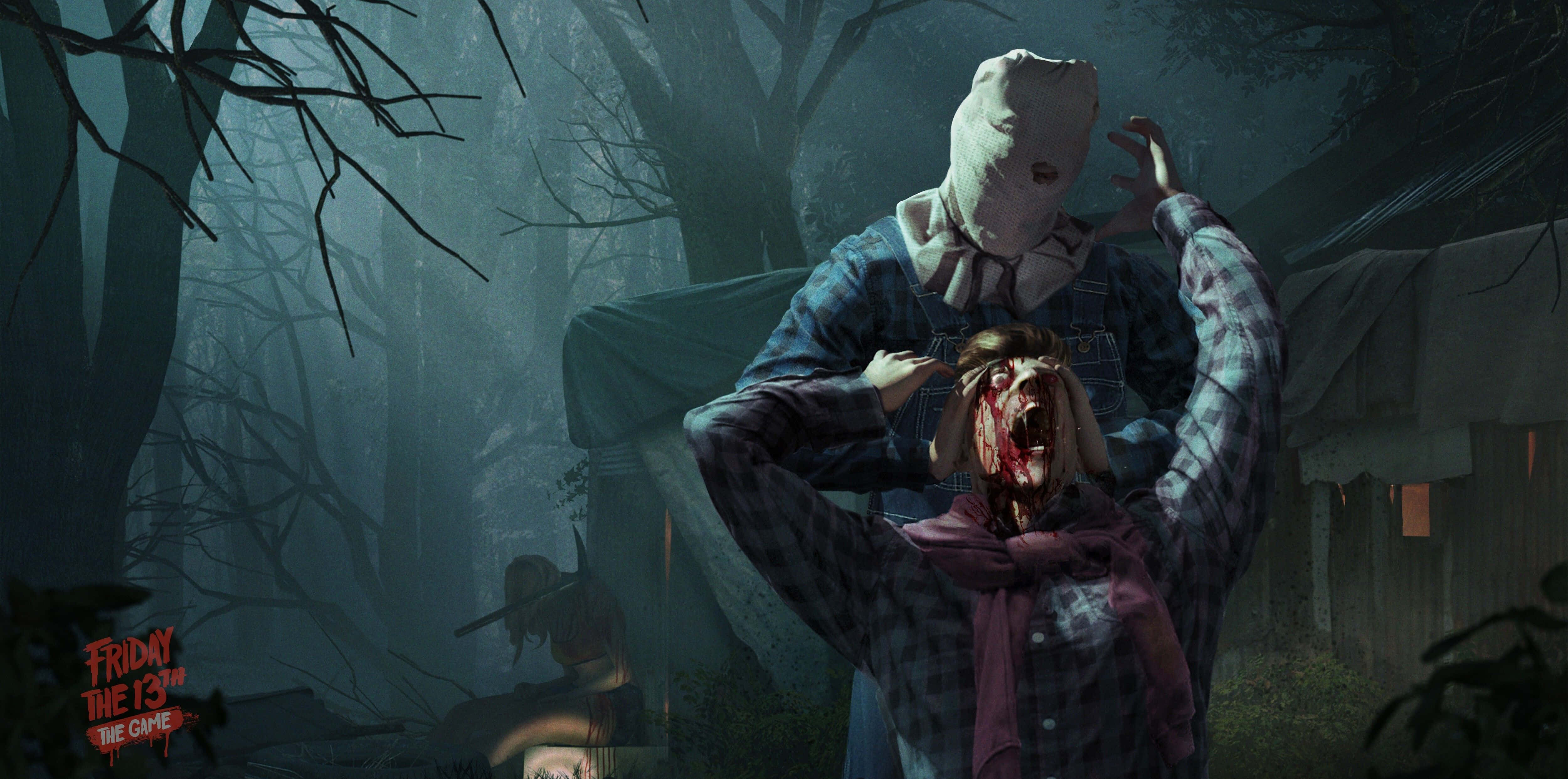 masked killer, plaid shirt, screaming victim, 4K Desktop Wallpaper
