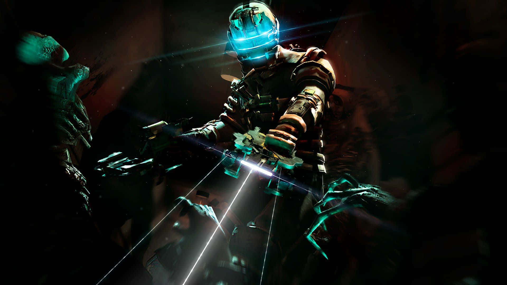 futuristic soldier, glowing blue armor, laser weapon, Full HD Desktop Wallpaper
