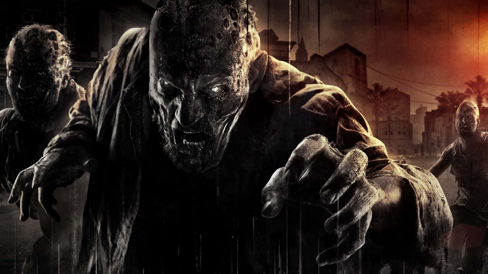zombies, ruined city, rain-soaked, HD Desktop Wallpaper