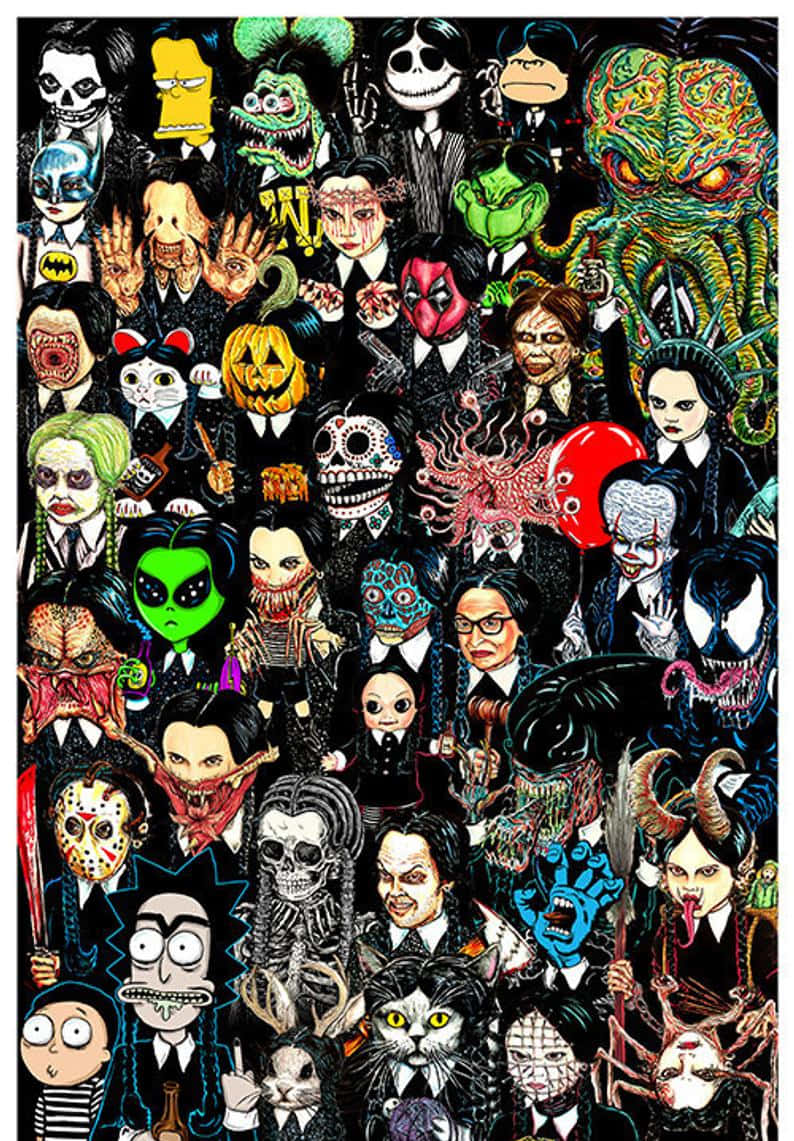 Horror Icons, black suits, dark background, SD Phone Wallpaper