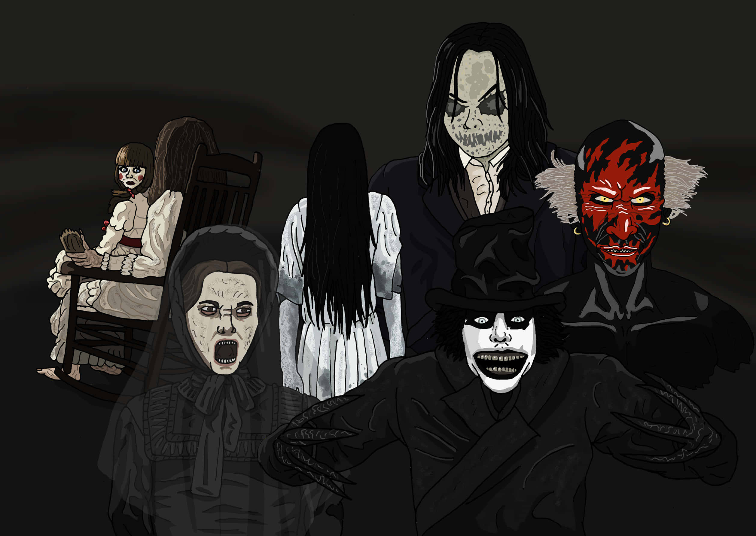 scream queens, screaming ghost, red-faced demon, Full HD Desktop Wallpaper