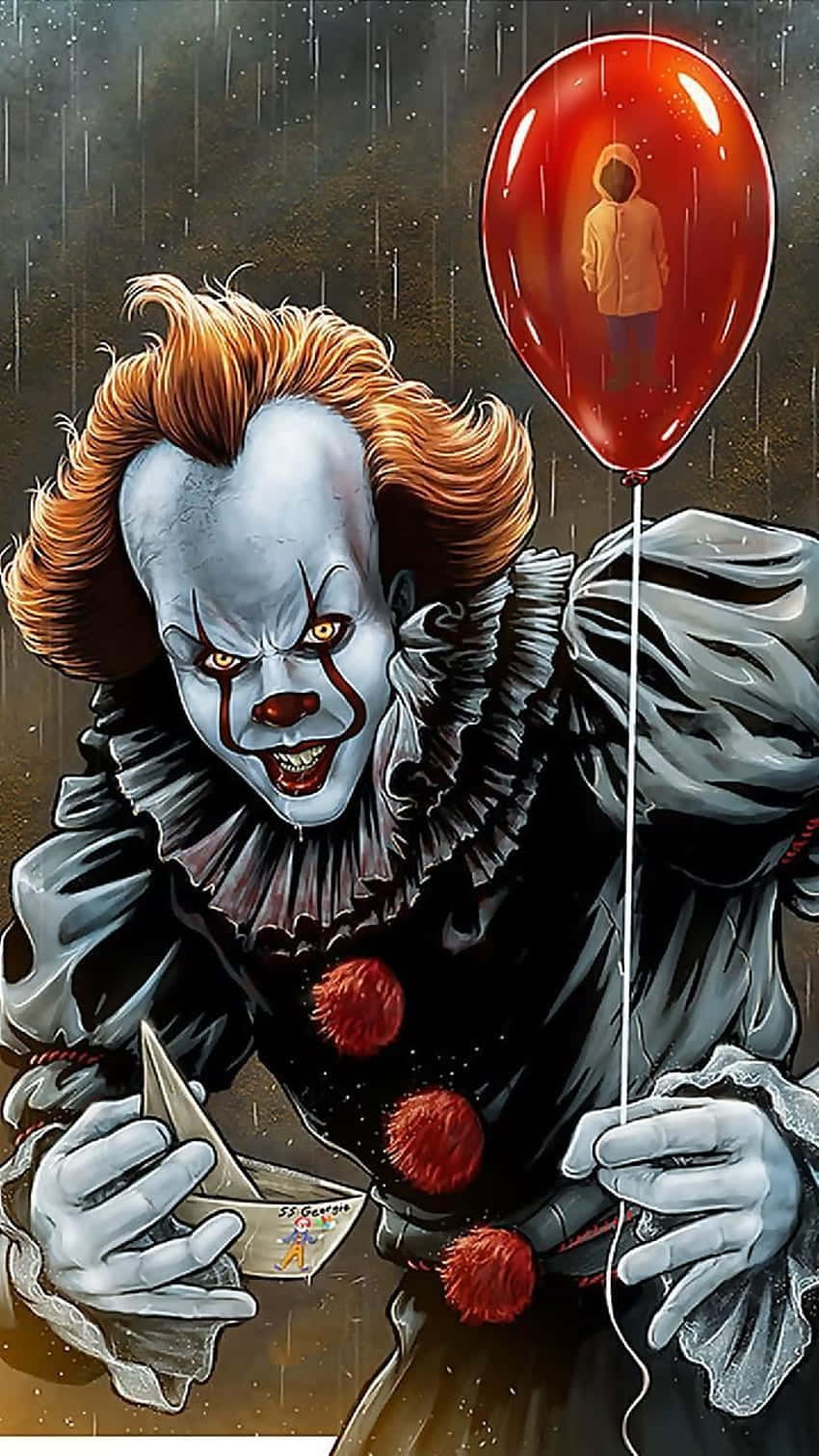 clown, red hair, white face, HD Phone Wallpaper