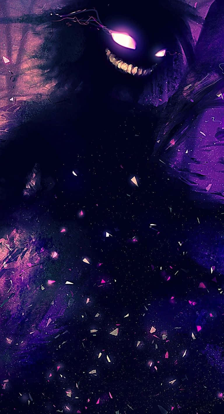 dark purple background, menacing purple monster, glowing eyes, HD Phone Wallpaper