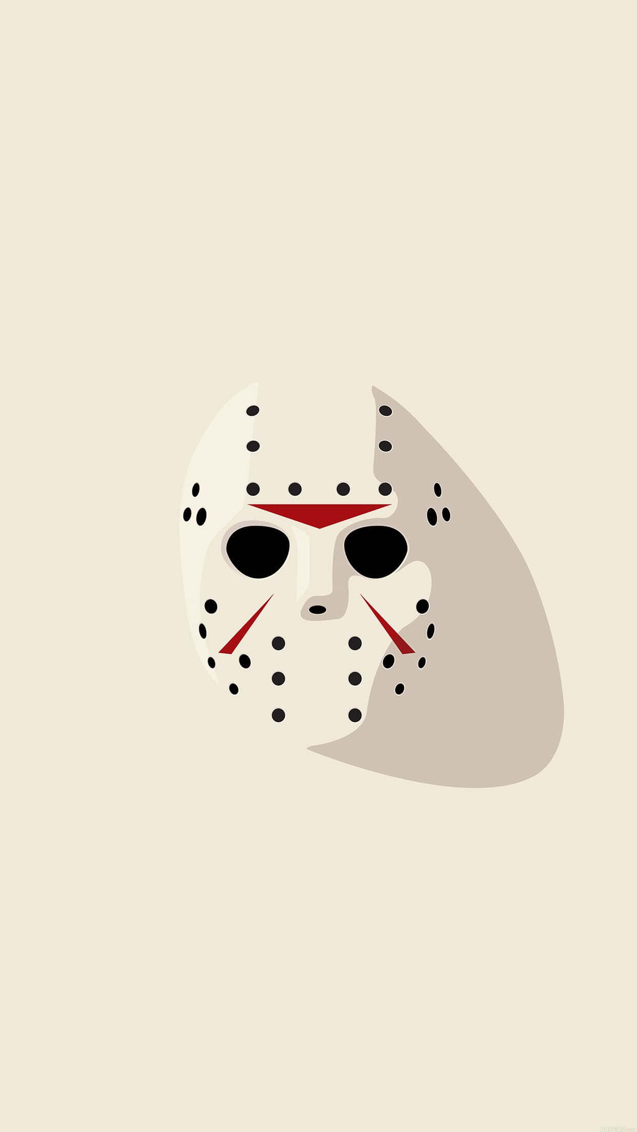 white hockey mask, black dots, red accents, Full HD Phone Wallpaper