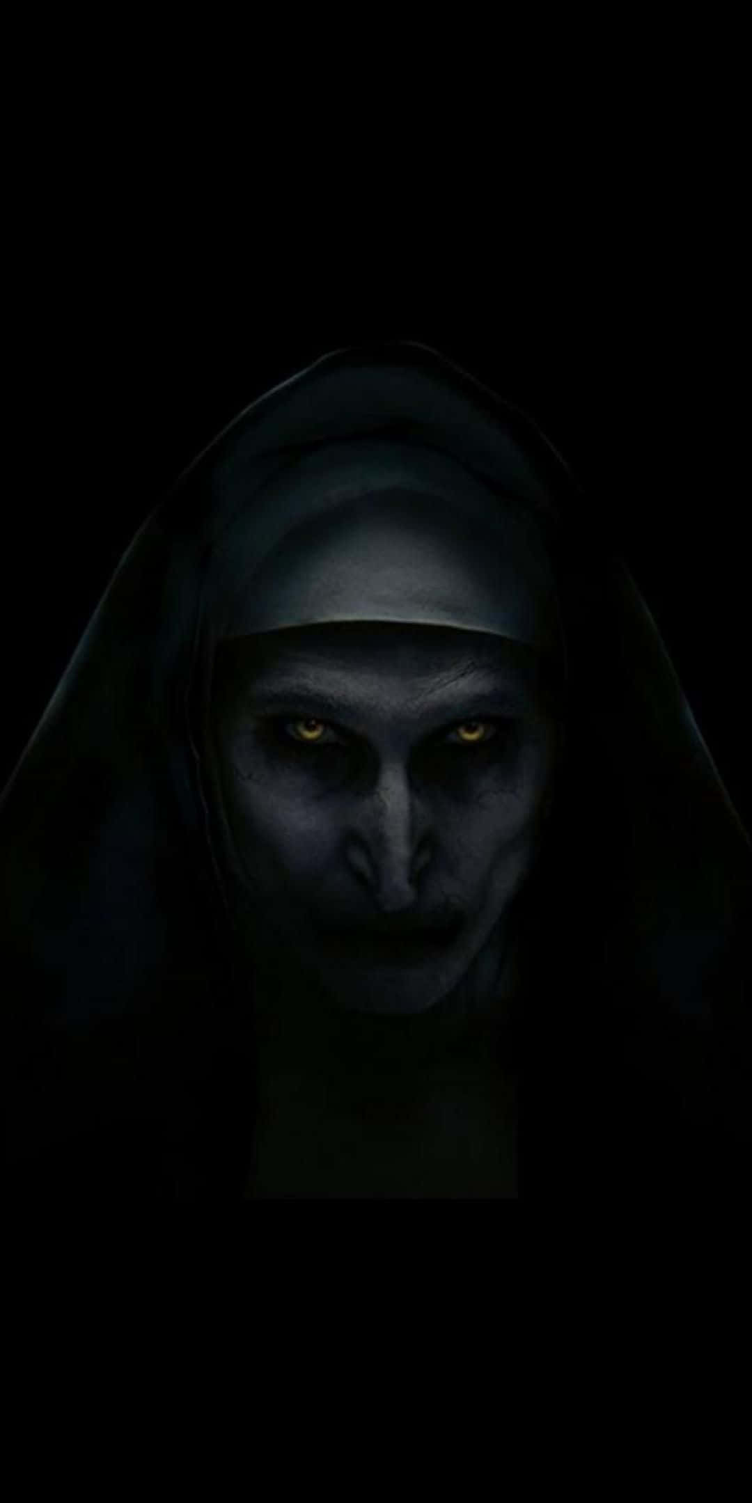 Horror iPhone, nun, glowing yellow eyes, Full HD Phone Wallpaper