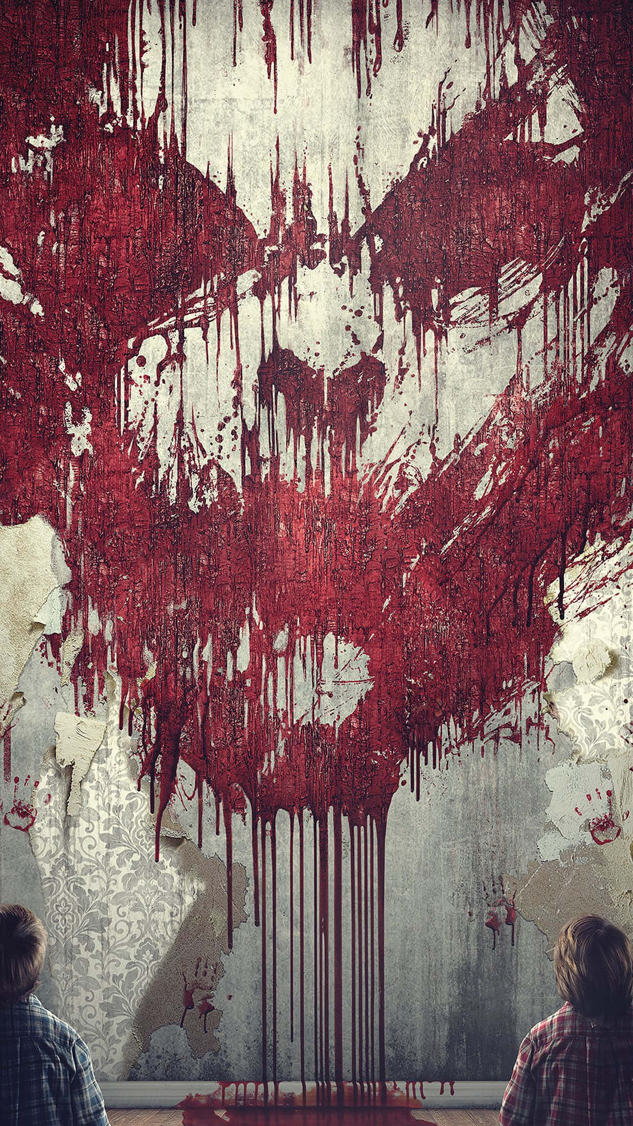 Horror iPhone, red paint, monstrous face, Full HD Phone Wallpaper