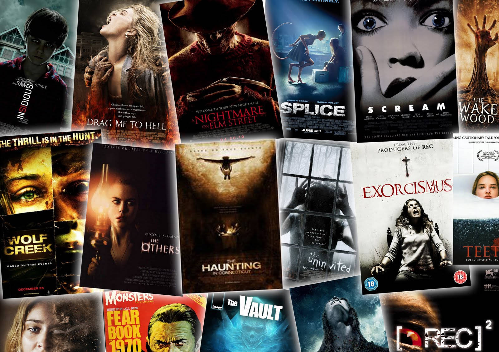 horror movie posters, screaming faces, eerie scenes, HD Desktop Wallpaper