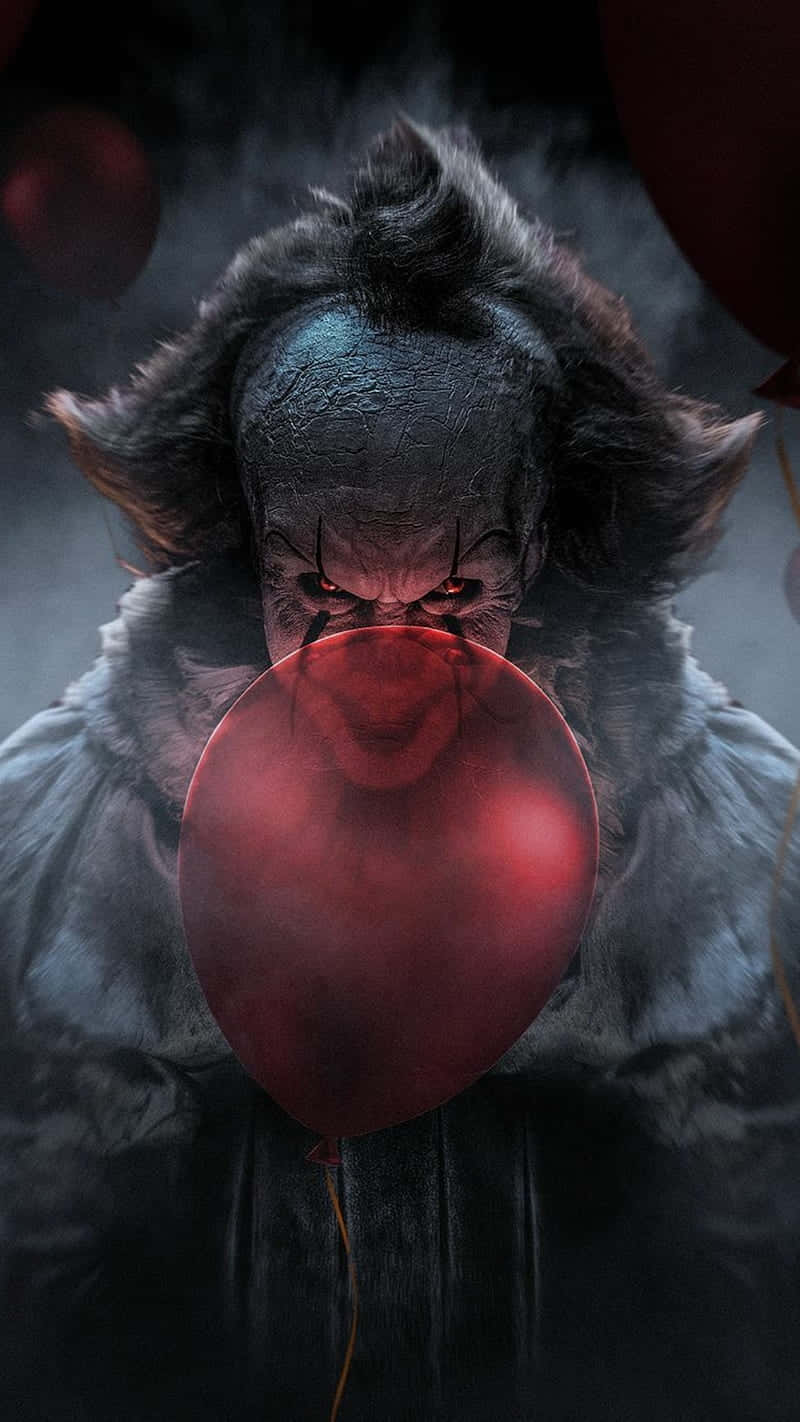 creepy clown, red balloon, smoky dark background, HD Phone Wallpaper