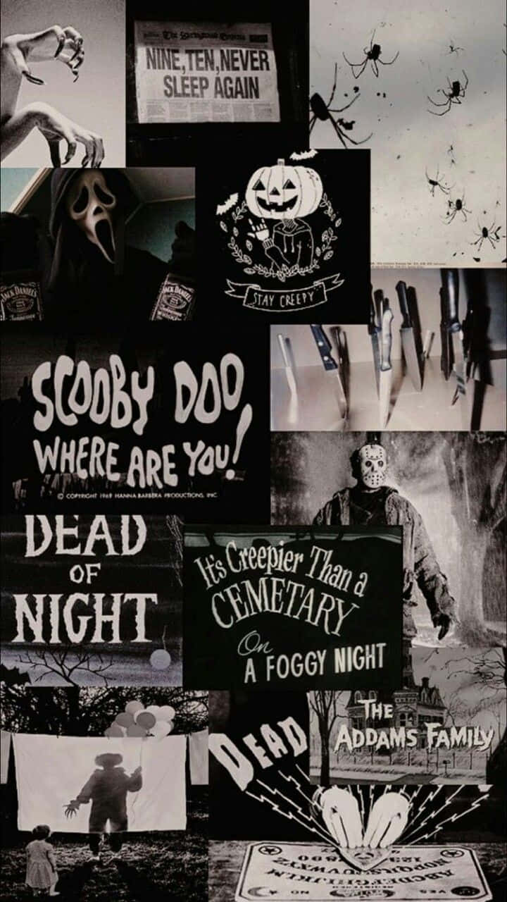 Horror Collage Aesthetic, black and white, horror movie, HD Phone Wallpaper