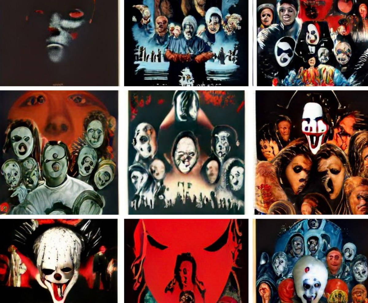 horror movie collage, masked villains, grotesque faces, SD Desktop Wallpaper