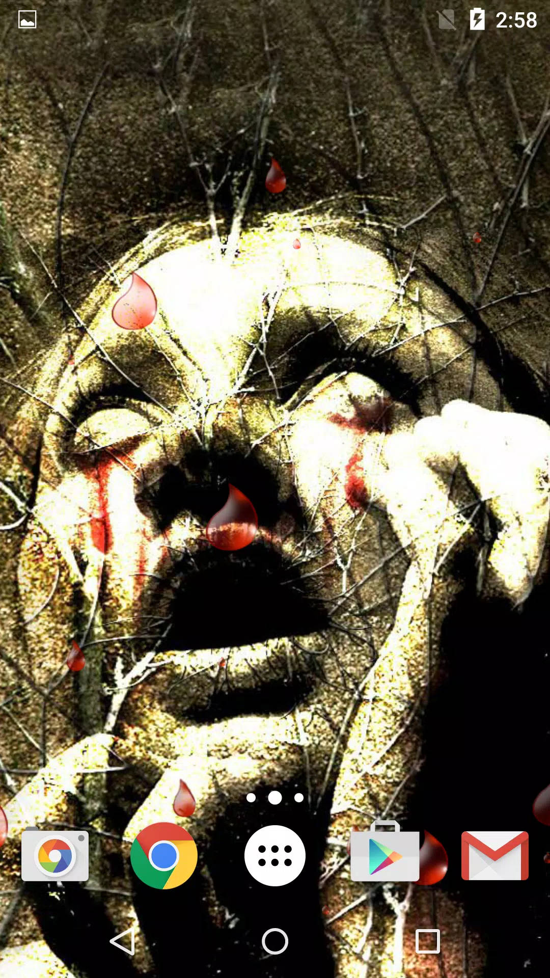 Horror Movie Collage, cracked glass overlay, pale screaming face, Full HD Phone Wallpaper