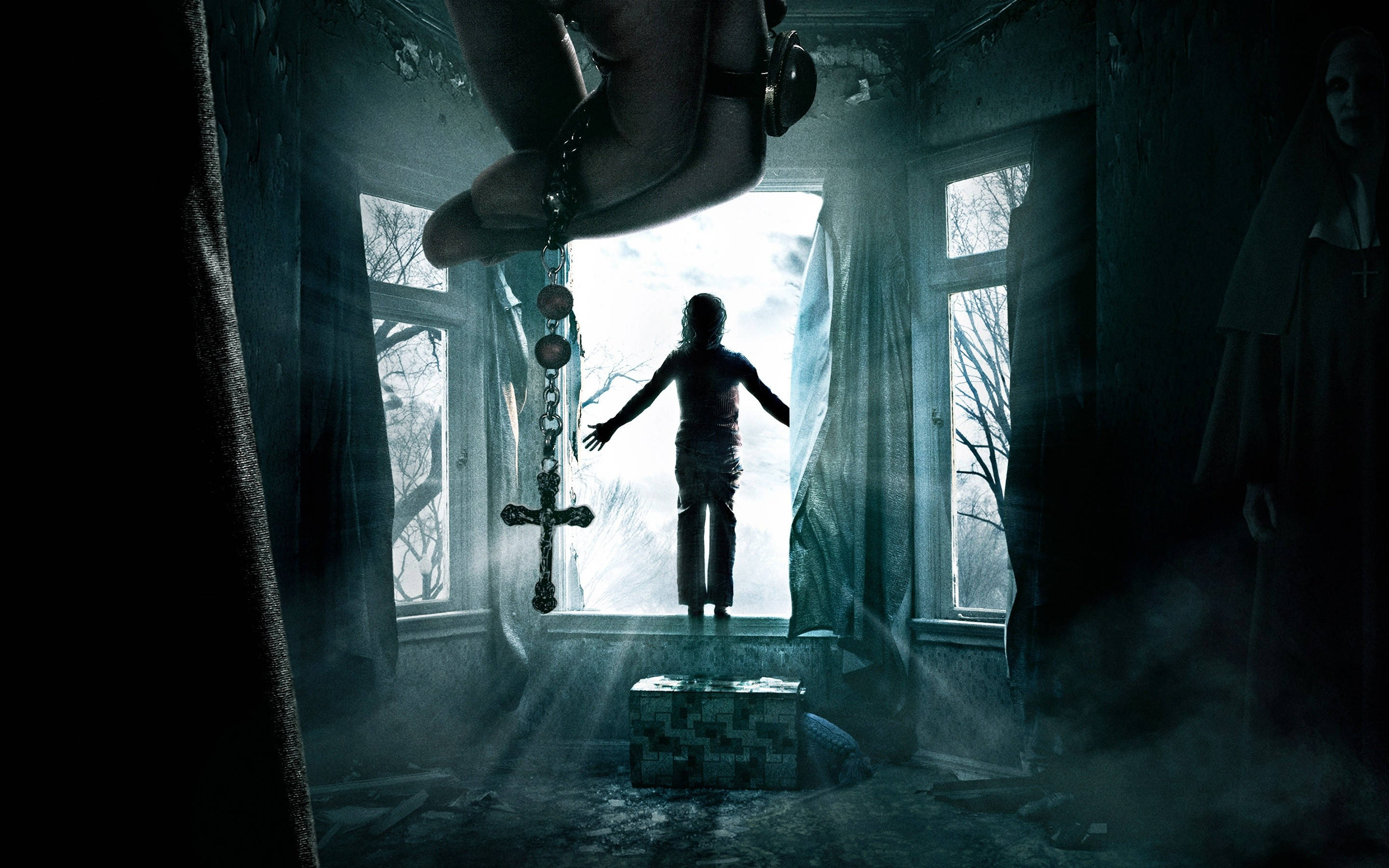 ghostly nun, decaying room, child, 2K Desktop Wallpaper