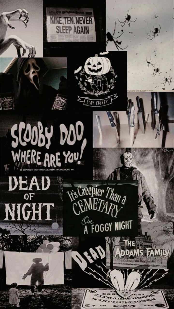 vintage gothic horror collage, black and white, horror-themed collage, HD Phone Wallpaper