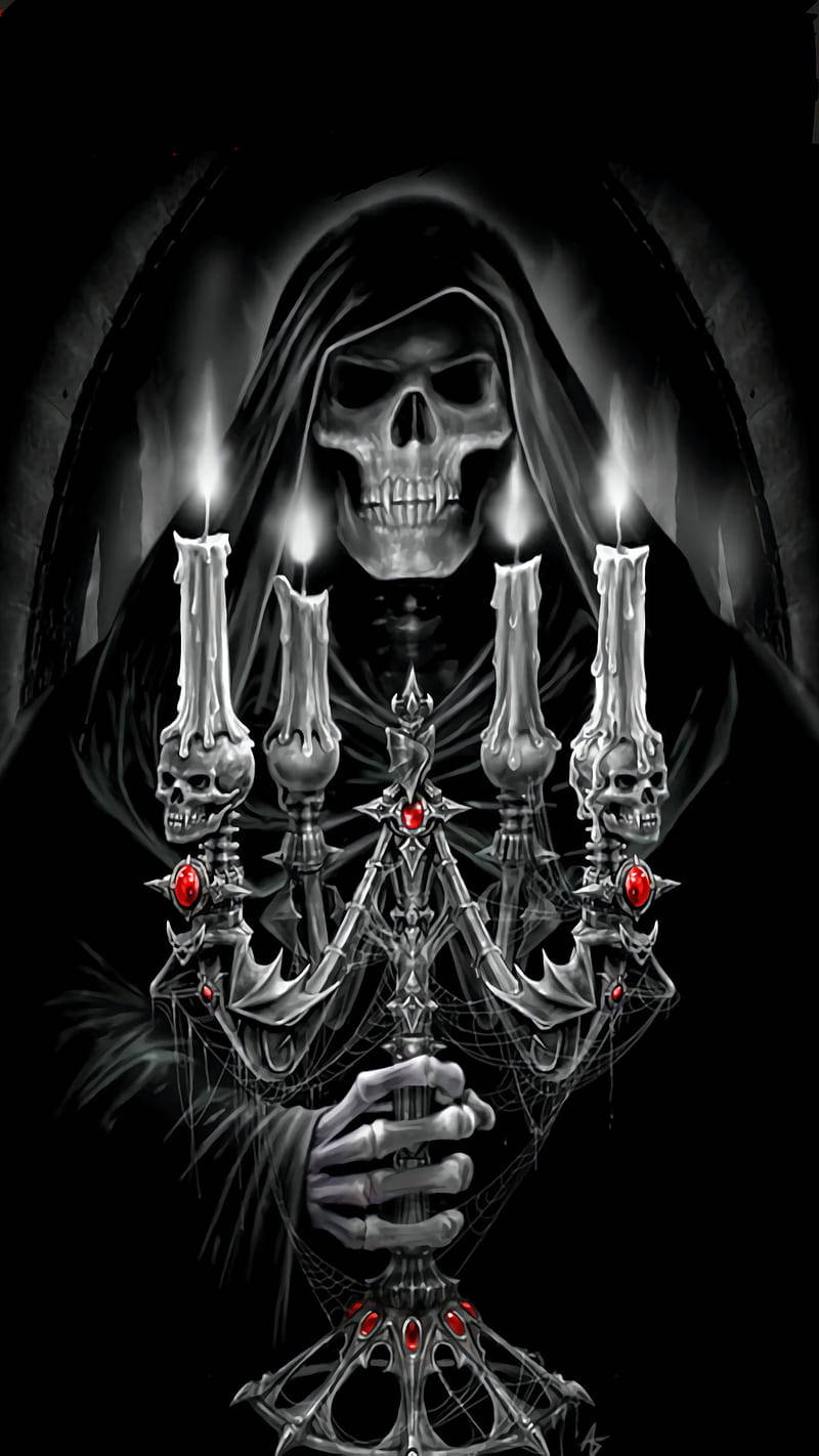 candelabra, grim reaper, hooded robe, HD Phone Wallpaper
