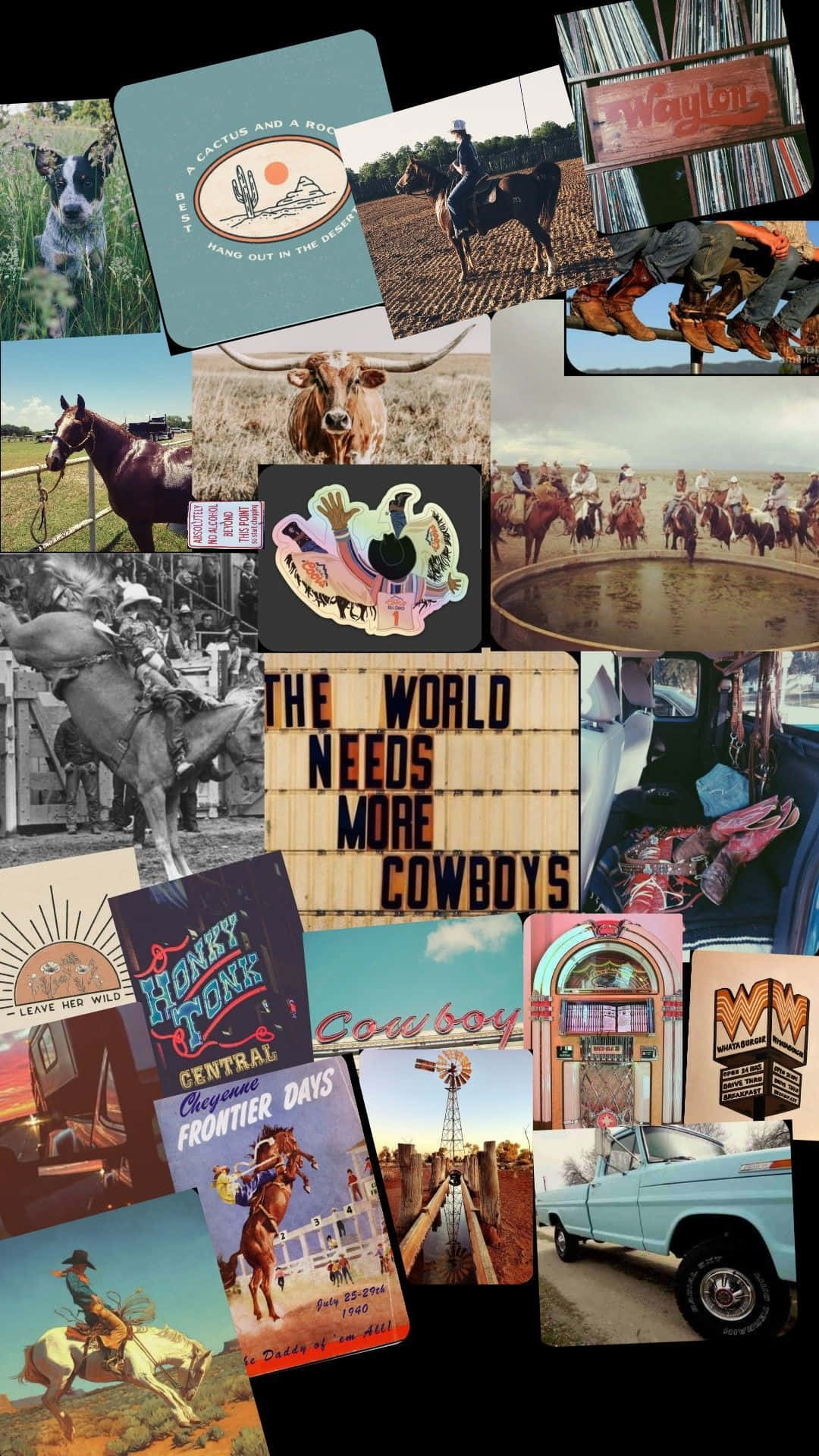 horse, cowboy culture, vintage trucks, Full HD Phone Wallpaper
