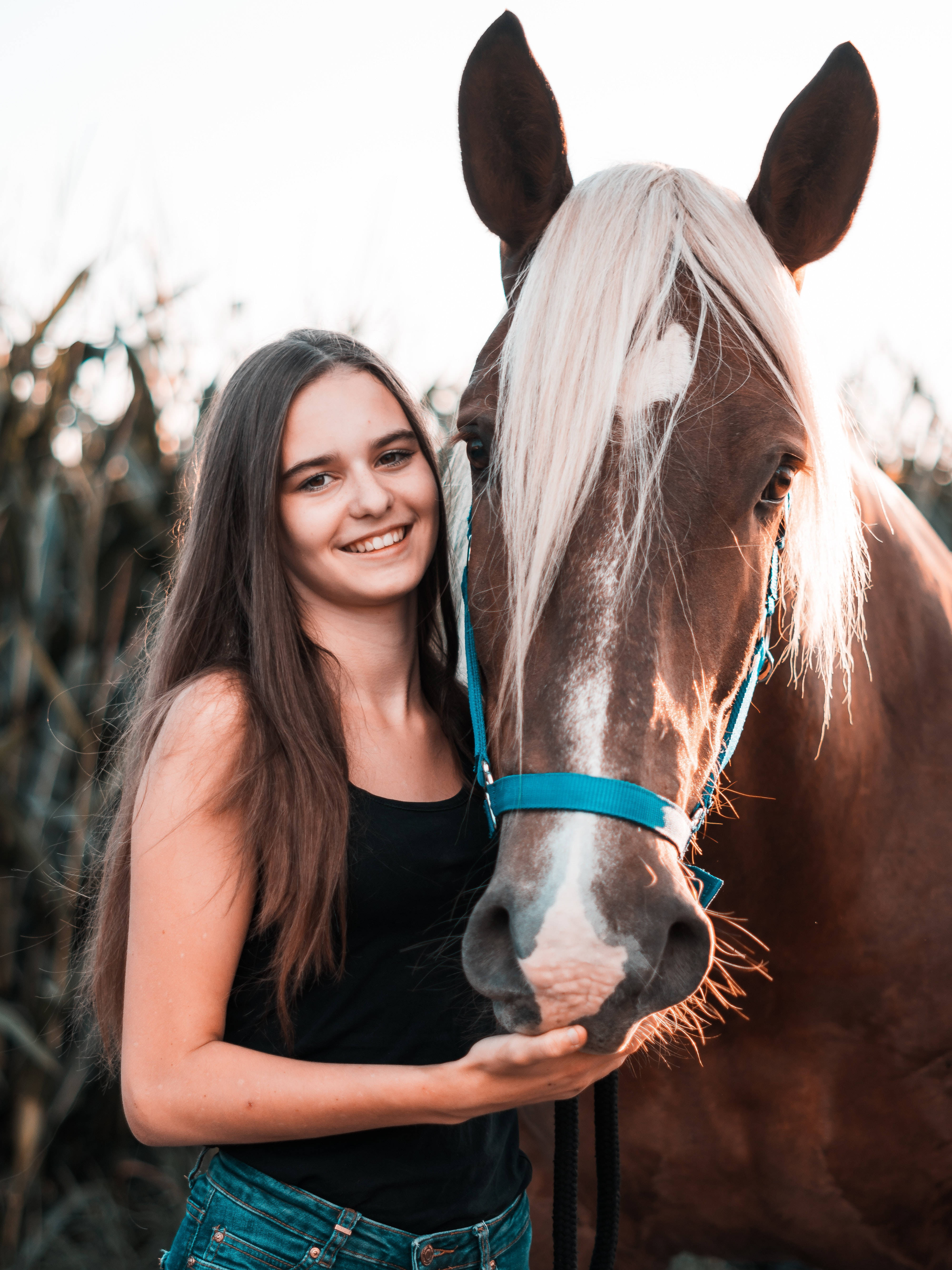 Girl, Horse, Brown horse, 5K Phone Wallpaper