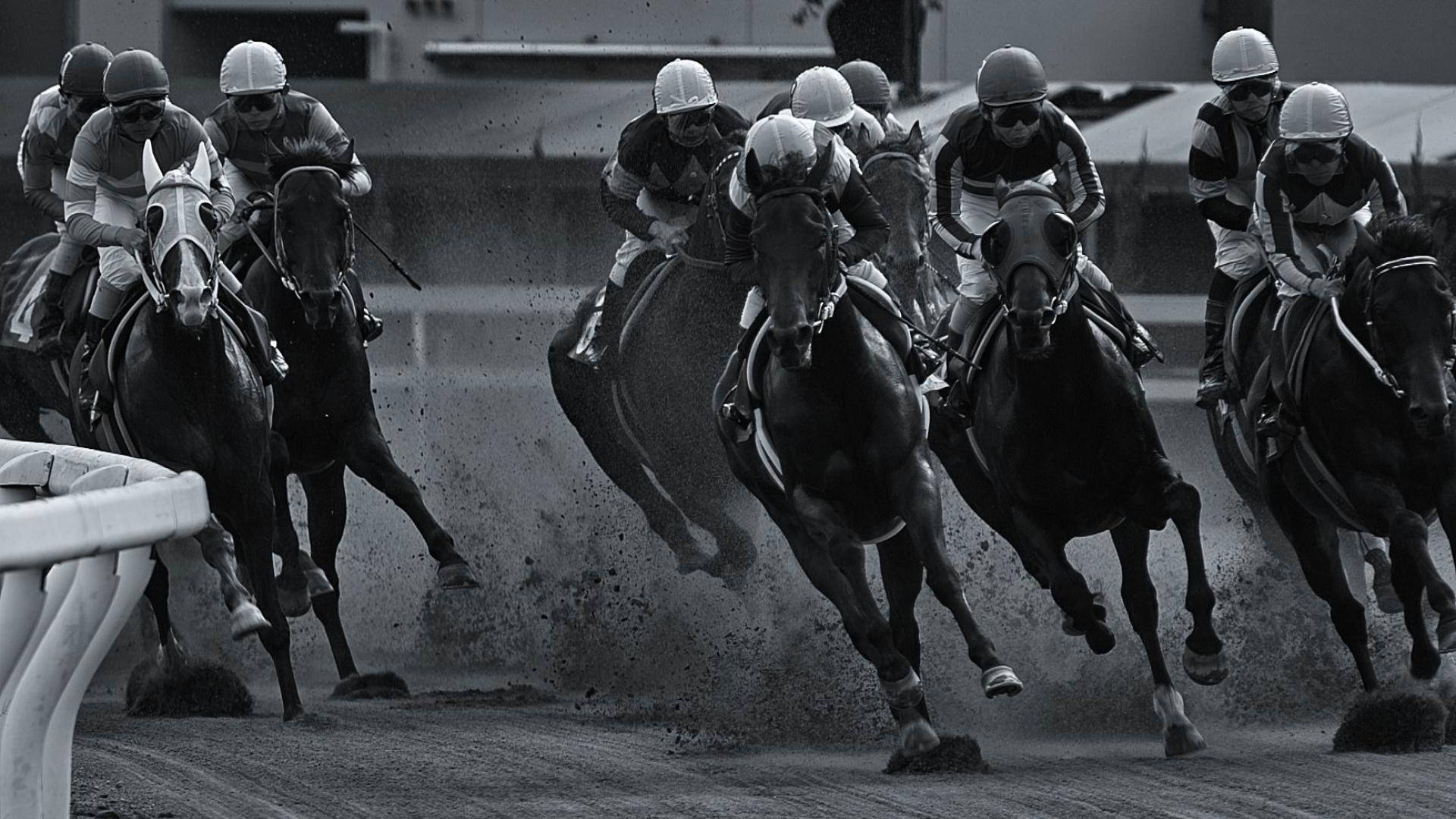 horse racing, dirt track, jockeys, Full HD Desktop Wallpaper