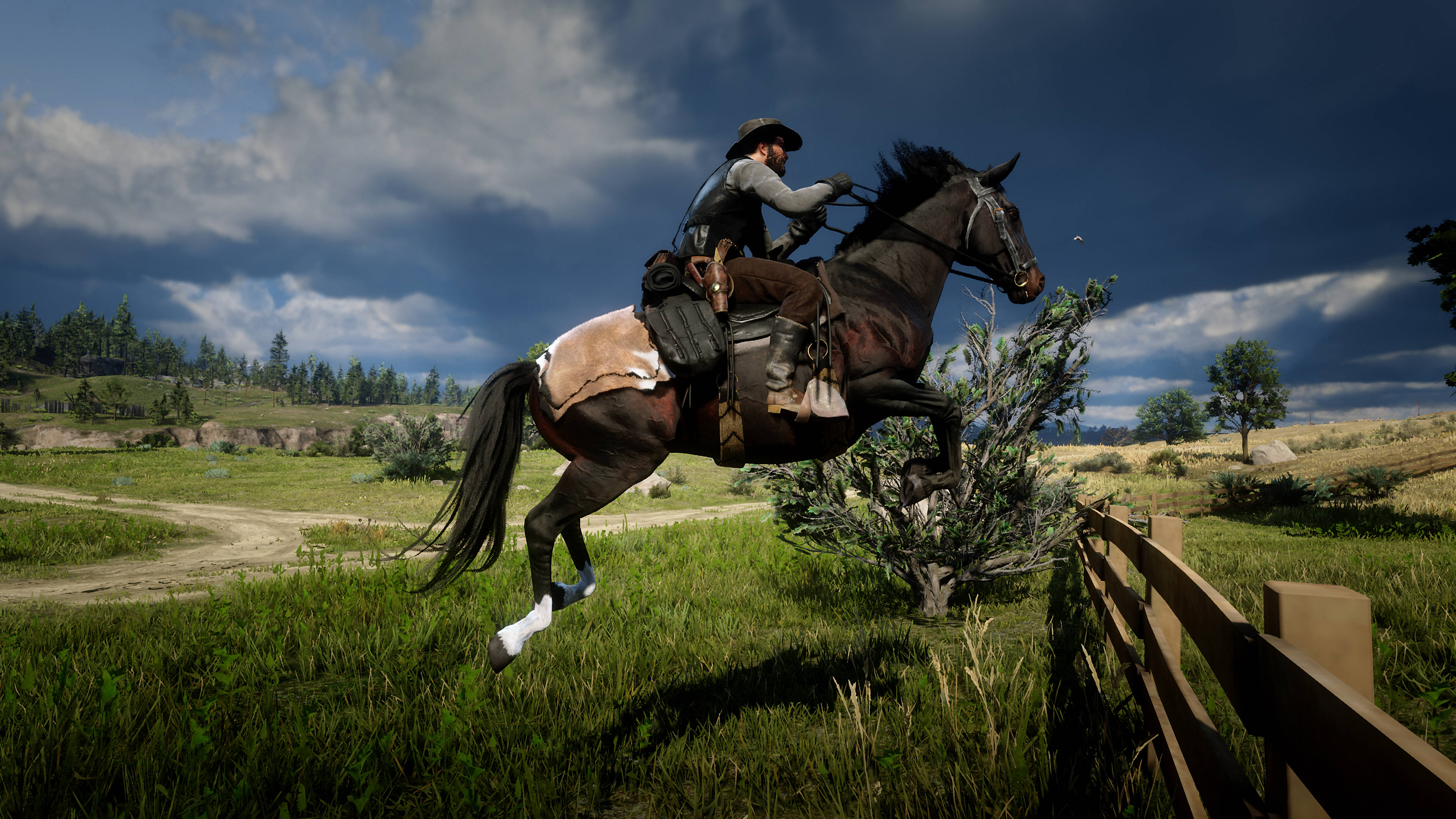 Red Dead Redemption 2, cowboy, dark horse, 4K Desktop Wallpaper