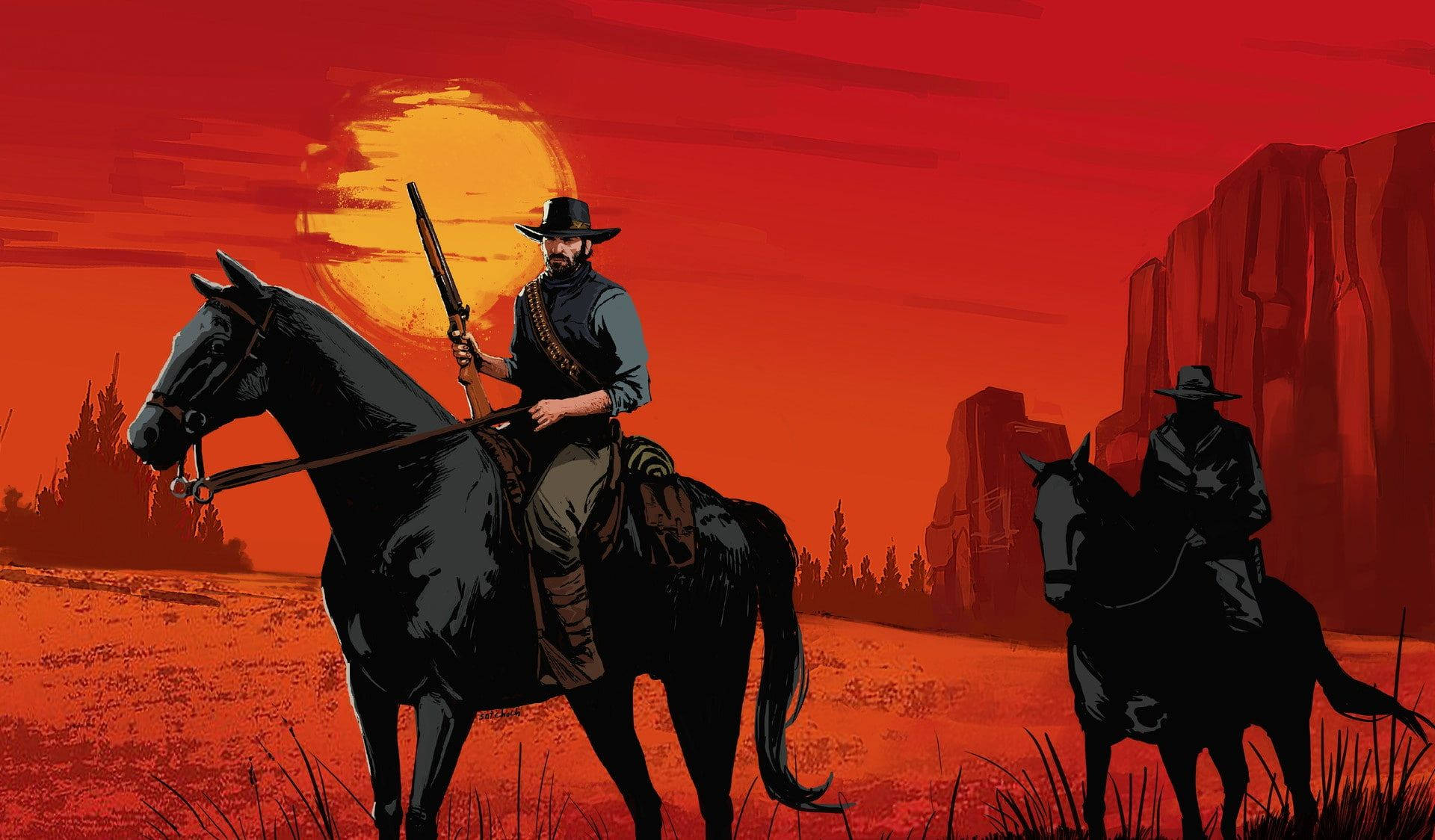 Red Dead Redemption 2, horse, crimson desert, Full HD Desktop Wallpaper