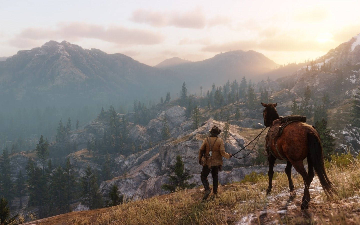 Red Dead Redemption 2, horse, grassy ridge, HD Desktop Wallpaper