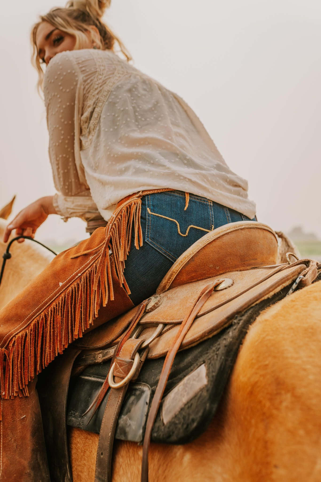 country girl, horseback ride, white blouse, Full HD Phone Wallpaper