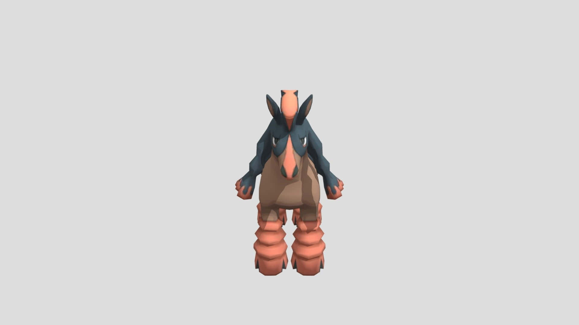 3d mudsdale, low-poly 3d-rendered, blue arms, Full HD Desktop Wallpaper