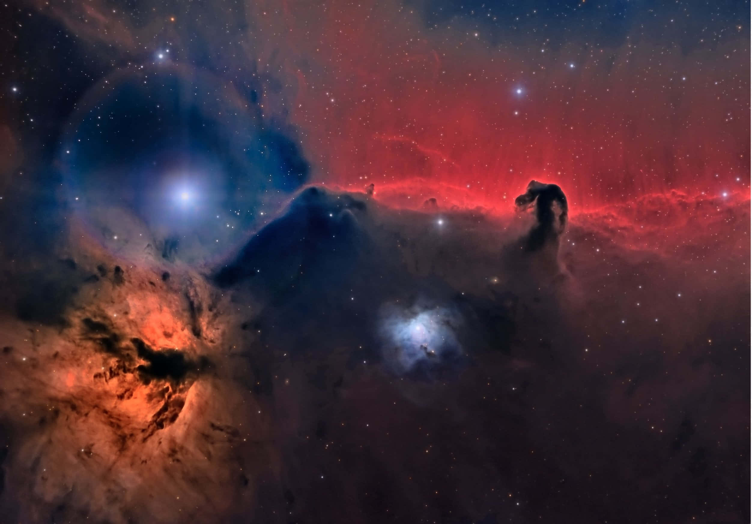 Horsehead Nebula, cosmic vista, fiery reds, Full HD Desktop Wallpaper