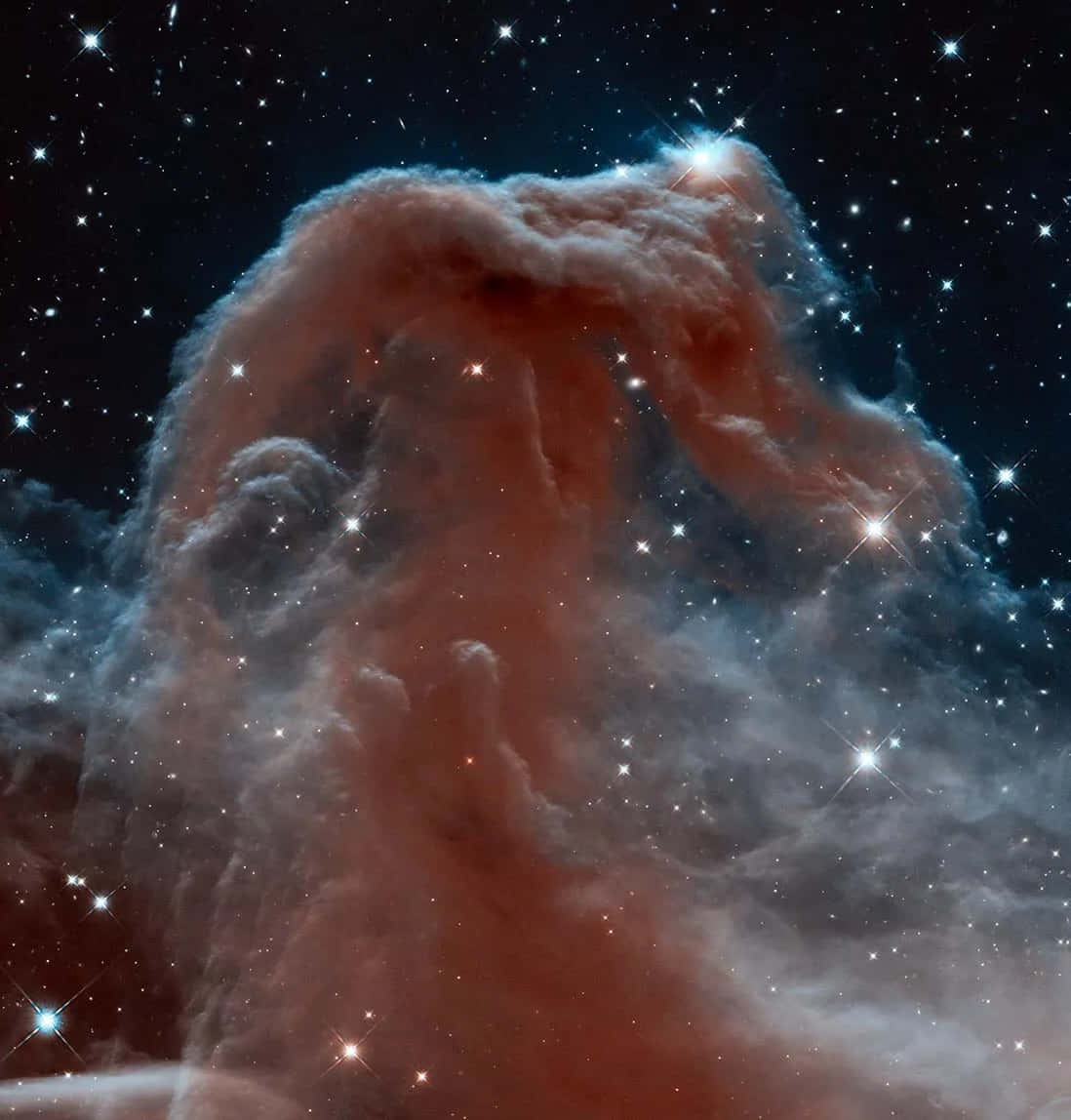 Horsehead Nebula, stellar nursery, red and gray cosmic cloud, SD Phone Wallpaper