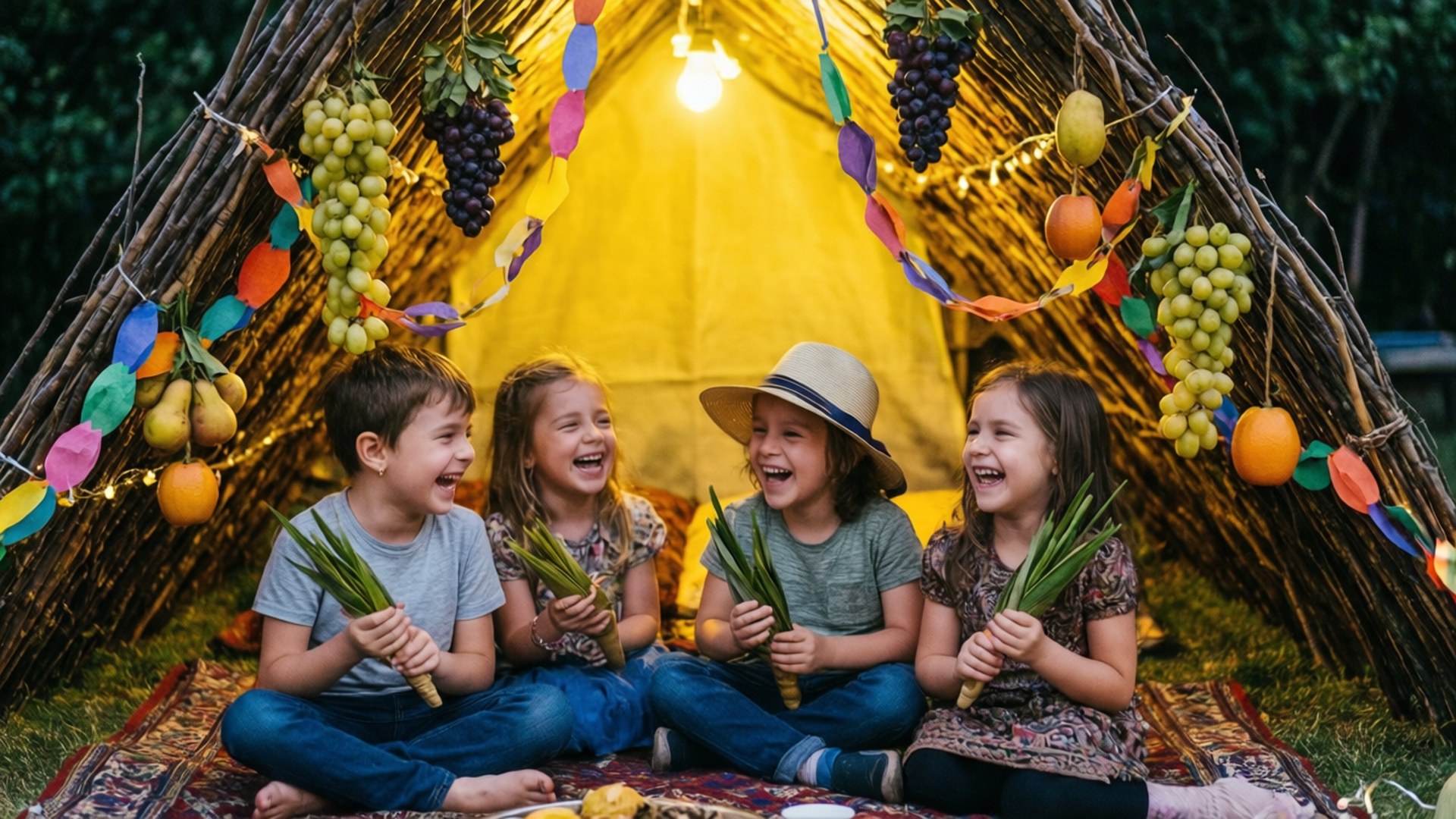 Hoshana Rabbah, sukkah, kids, Full HD Desktop Wallpaper