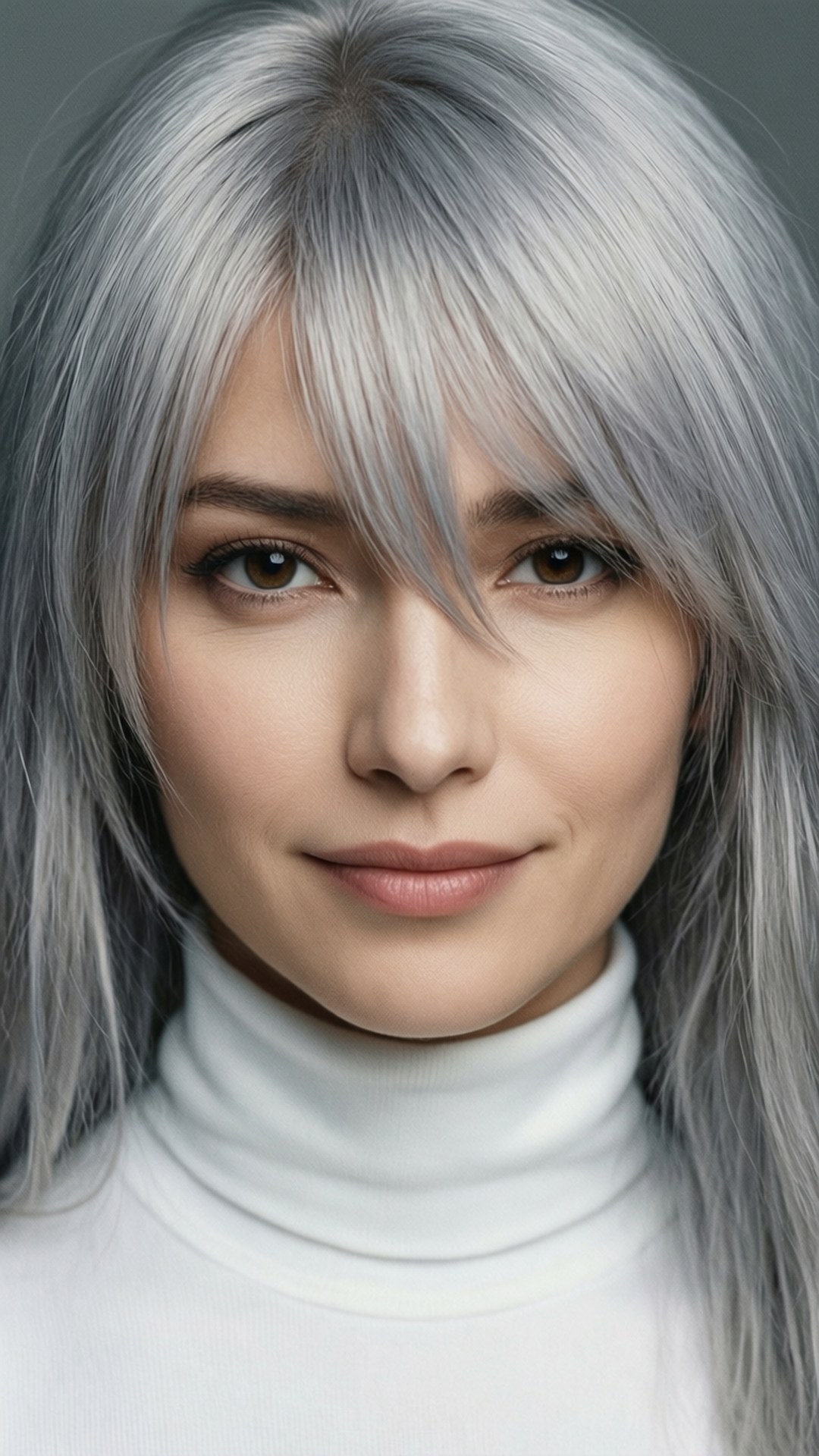 Silver Hoshi, silver hair, white turtleneck, Full HD Phone Wallpaper