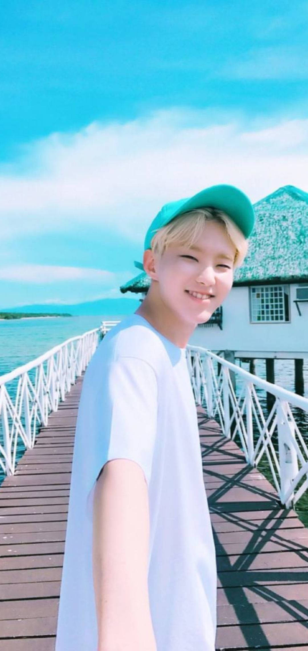 Hoshi, teal cap, wooden pier, Full HD Phone Wallpaper