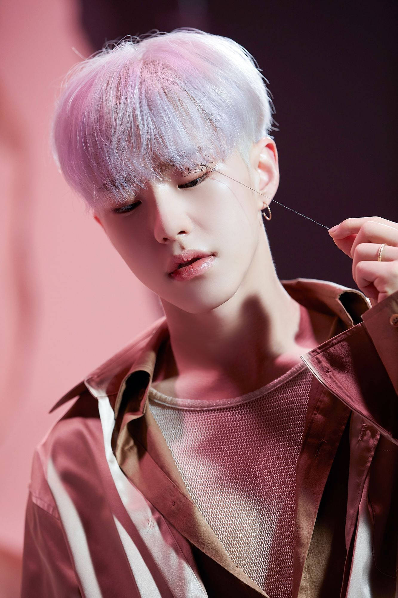 Hoshi, pastel pink and white hair, soft pink backdrop, Full HD Phone Wallpaper