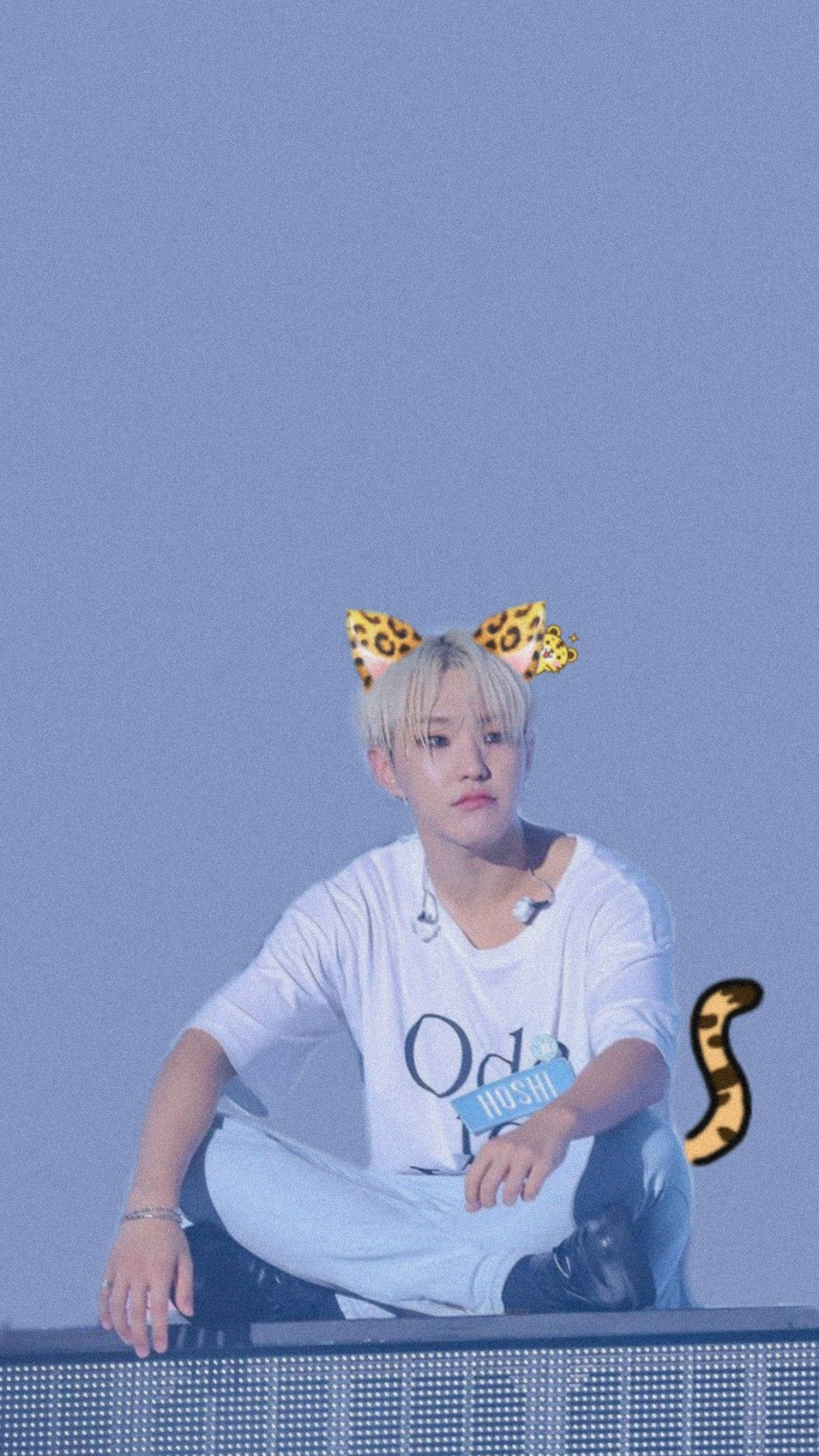Hoshi, leopard-print cat ears, soft blue haze, Full HD Phone Wallpaper