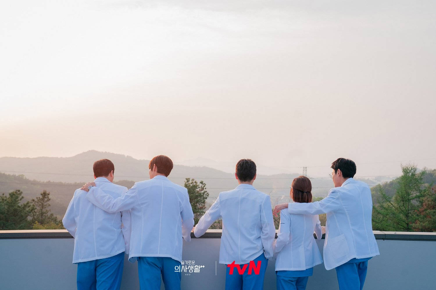 Hospital Playlist, white coats, rooftop, HD Desktop Wallpaper
