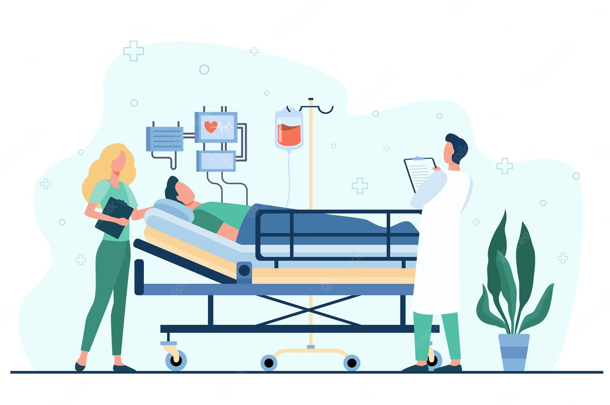 hospital bed, monitors, IV drip, Full HD Desktop Wallpaper