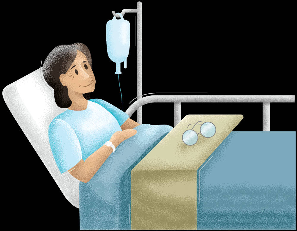 hospital bed, IV drip, glasses, SD Desktop Wallpaper