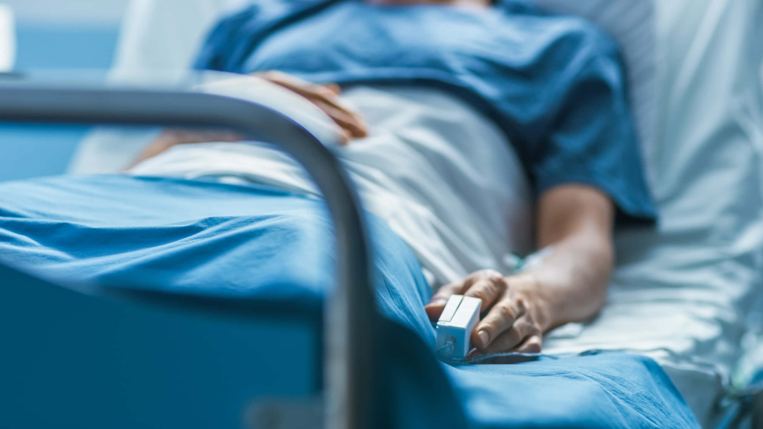 hospital bed, blue blanket, IV drip, 2K Desktop Wallpaper