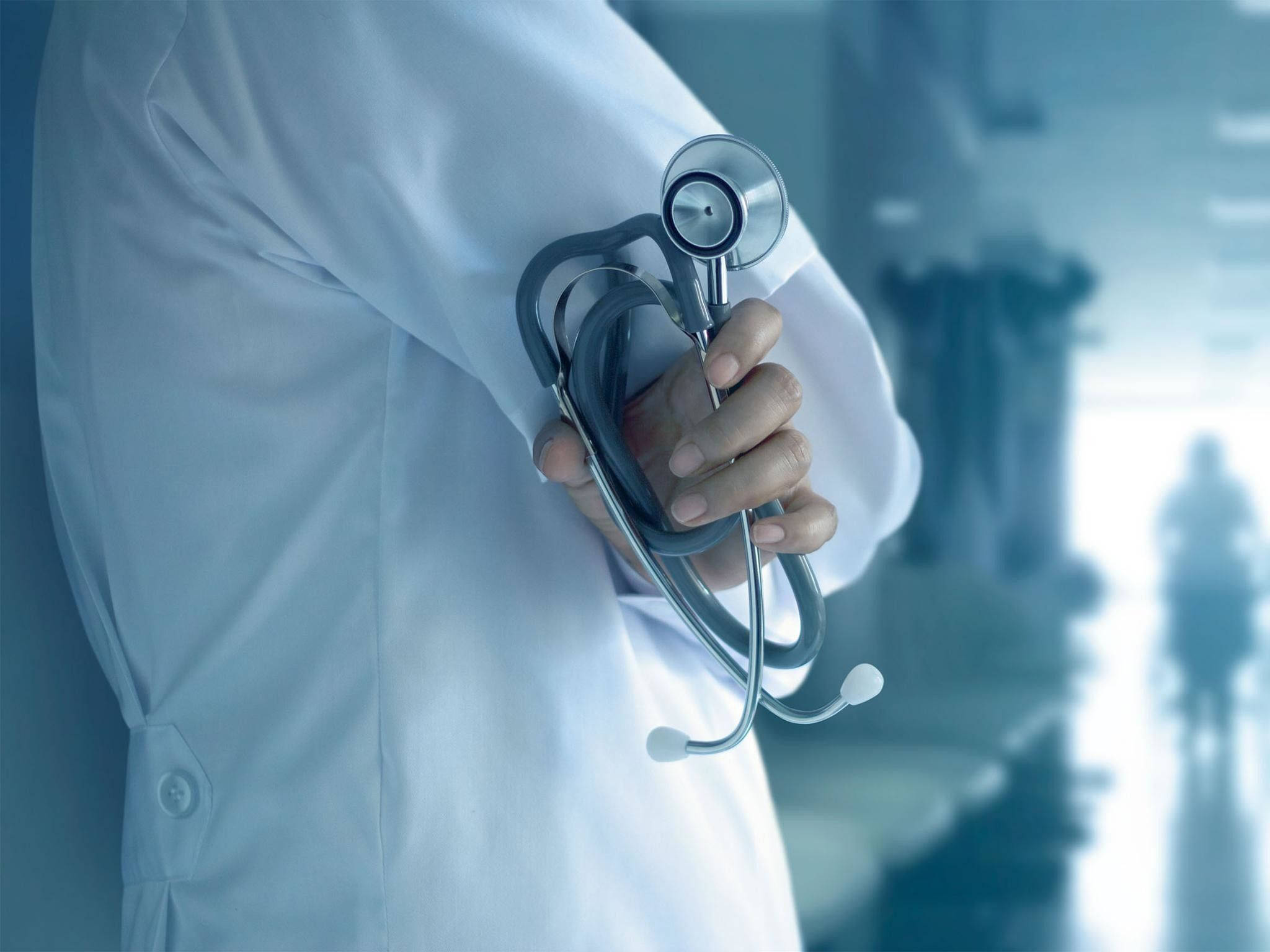 stethoscope, hospital corridor, cool blue tones, Full HD Desktop Wallpaper
