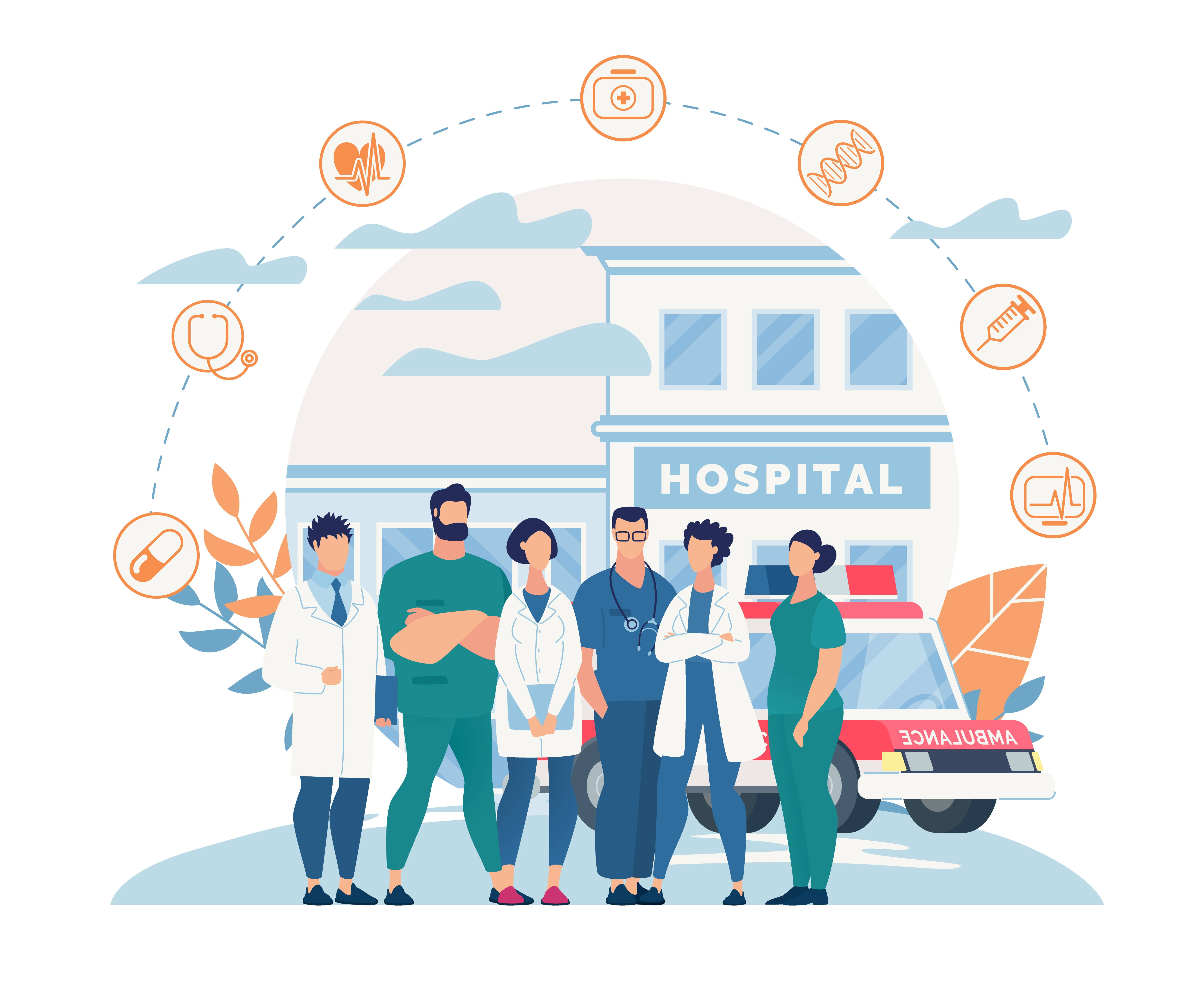 hospital, ambulance, health icons, 5K Desktop Wallpaper