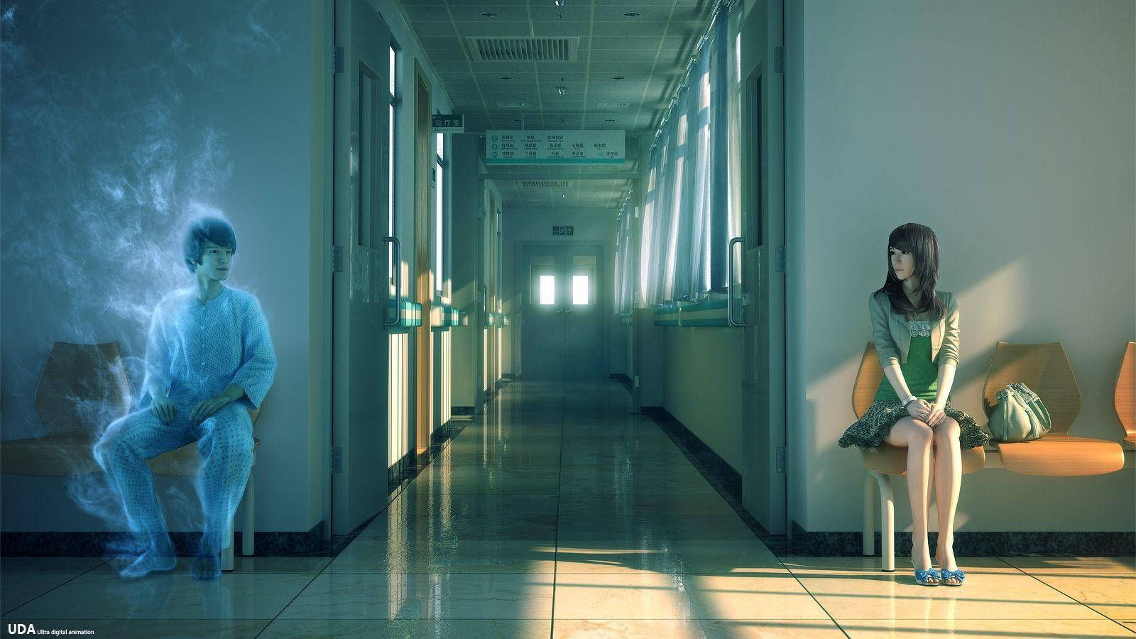 ghost, girl, hospital hallway, HD Desktop Wallpaper