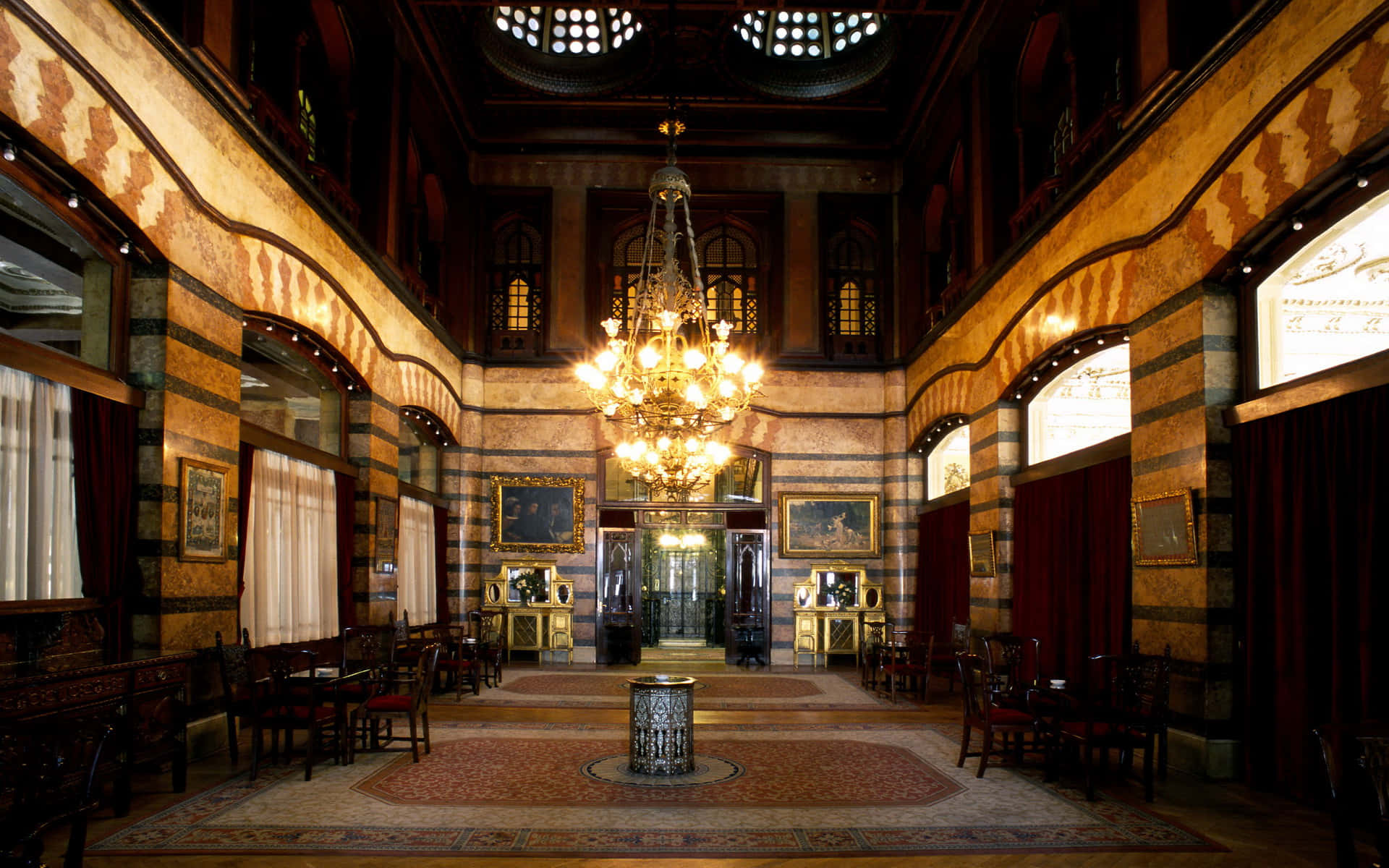 Hospitality, ornate hall, high ceilings, Full HD Desktop Wallpaper