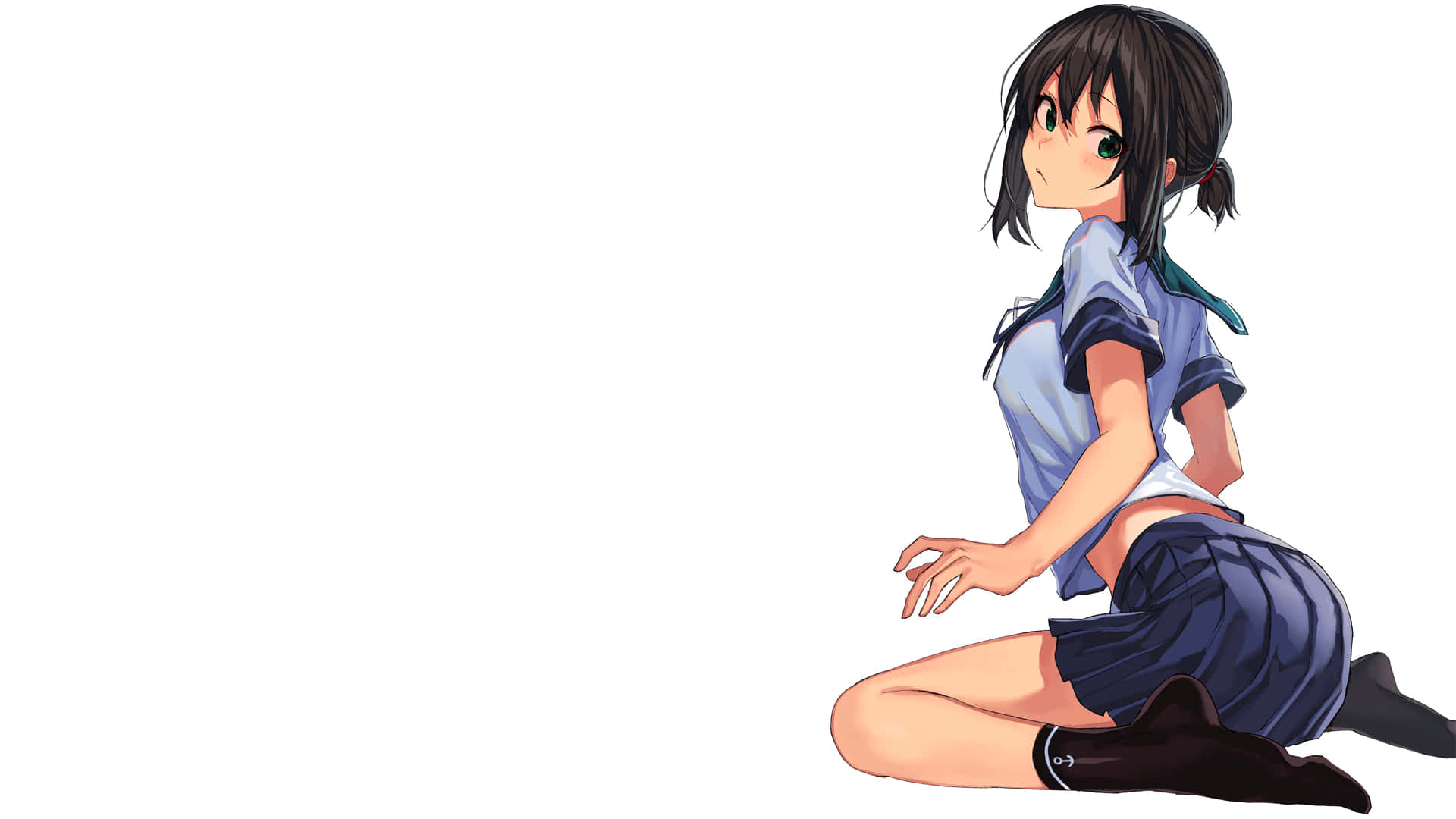 Anime school girl, school uniform, white background, Full HD Desktop Wallpaper