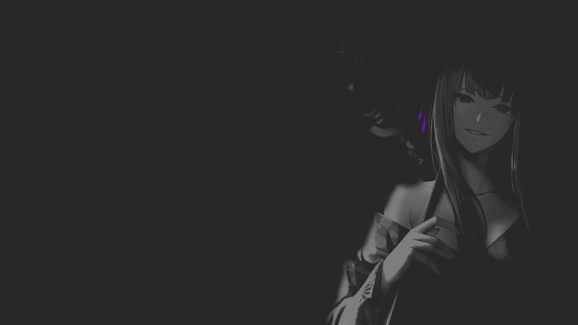 dark aesthetic anime sexy girl, glowing purple eyes, long hair, Full HD Desktop Wallpaper