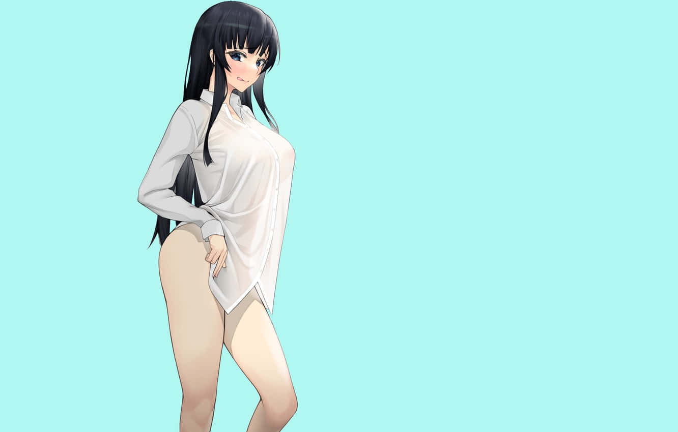 Anime girl, long black hair, white shirt, HD Desktop Wallpaper