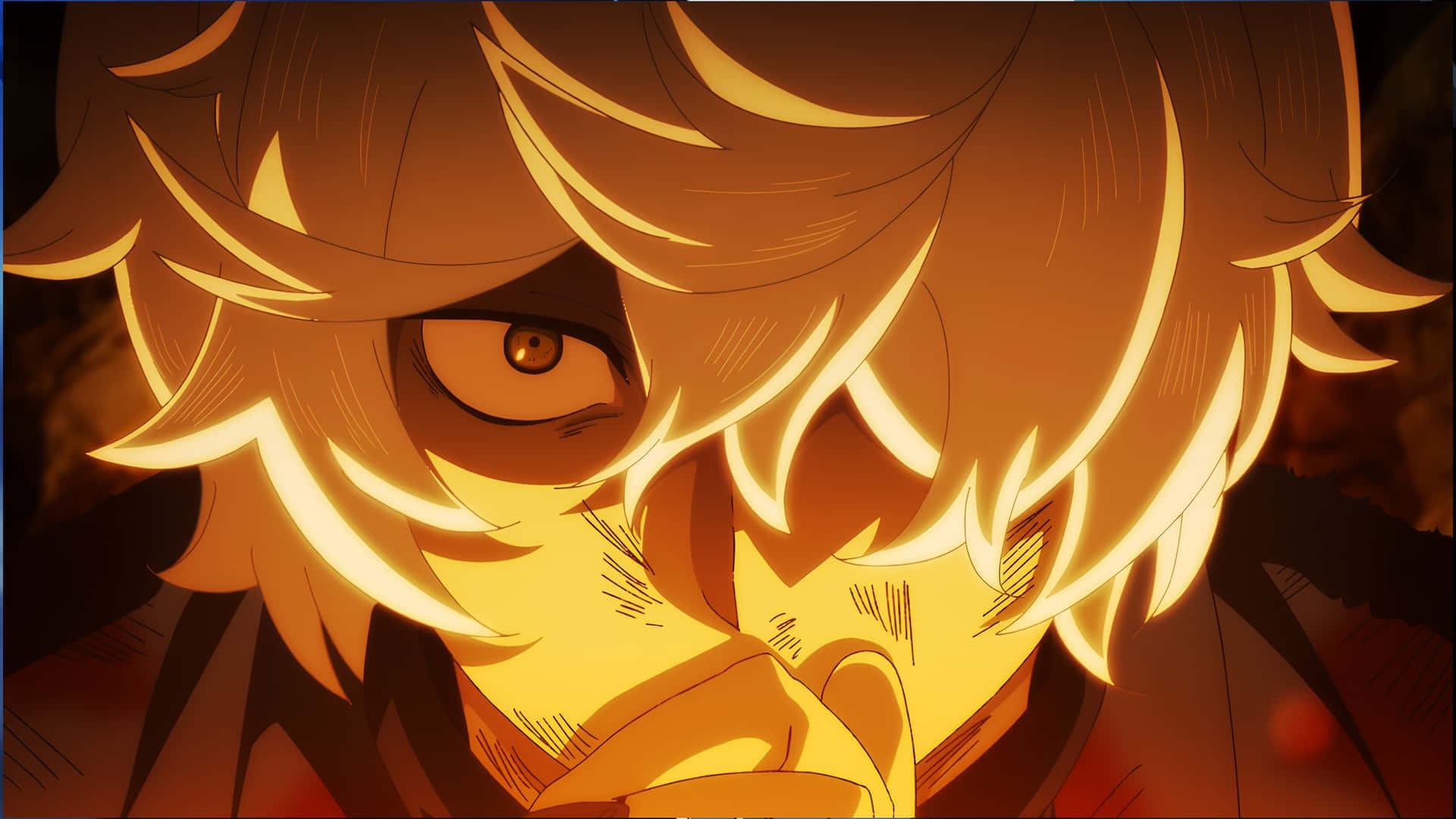 intense gaze, fiery orange hair, glowing eyes, Full HD Desktop Wallpaper