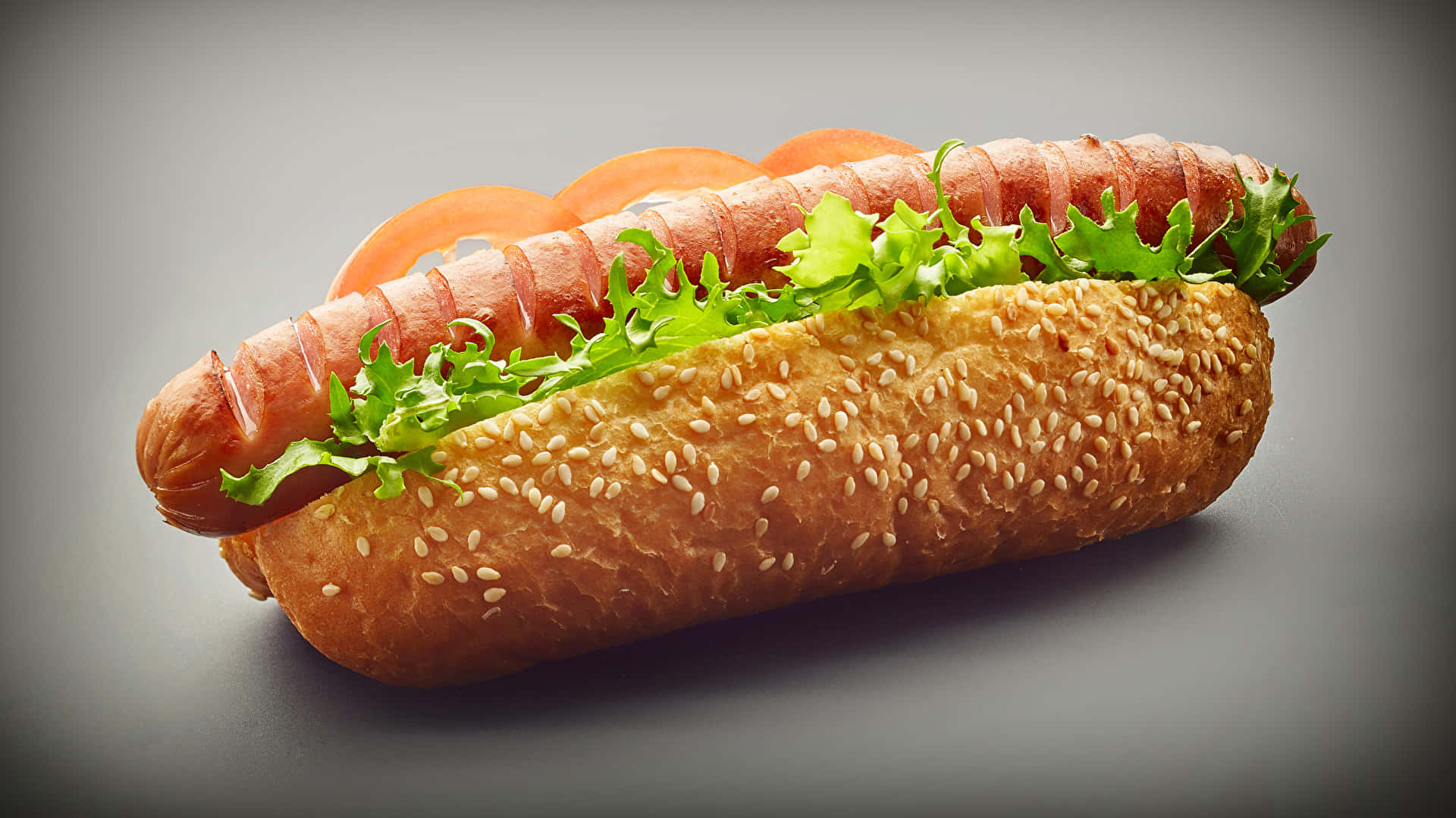 classic hot dog, sesame seed bun, grilled, Full HD Desktop Wallpaper