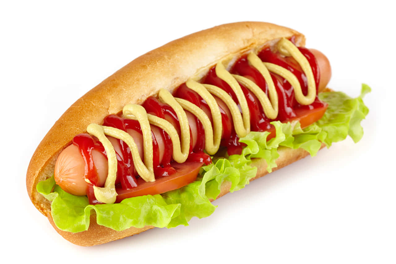 classic hot dog, ketchup, mustard, HD Desktop Wallpaper