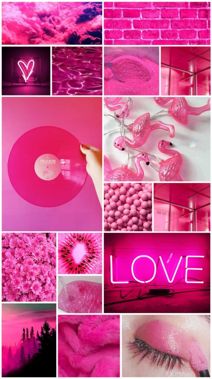 hot pink aesthetic collage, neon signs, fluffy textures, HD Phone Wallpaper