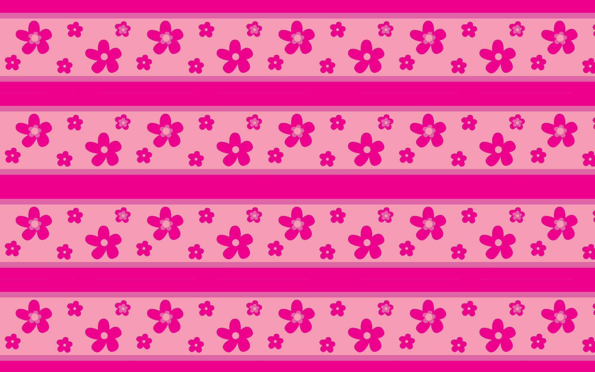 hot pink, floral patterns, horizontal stripes, Full HD Desktop Wallpaper