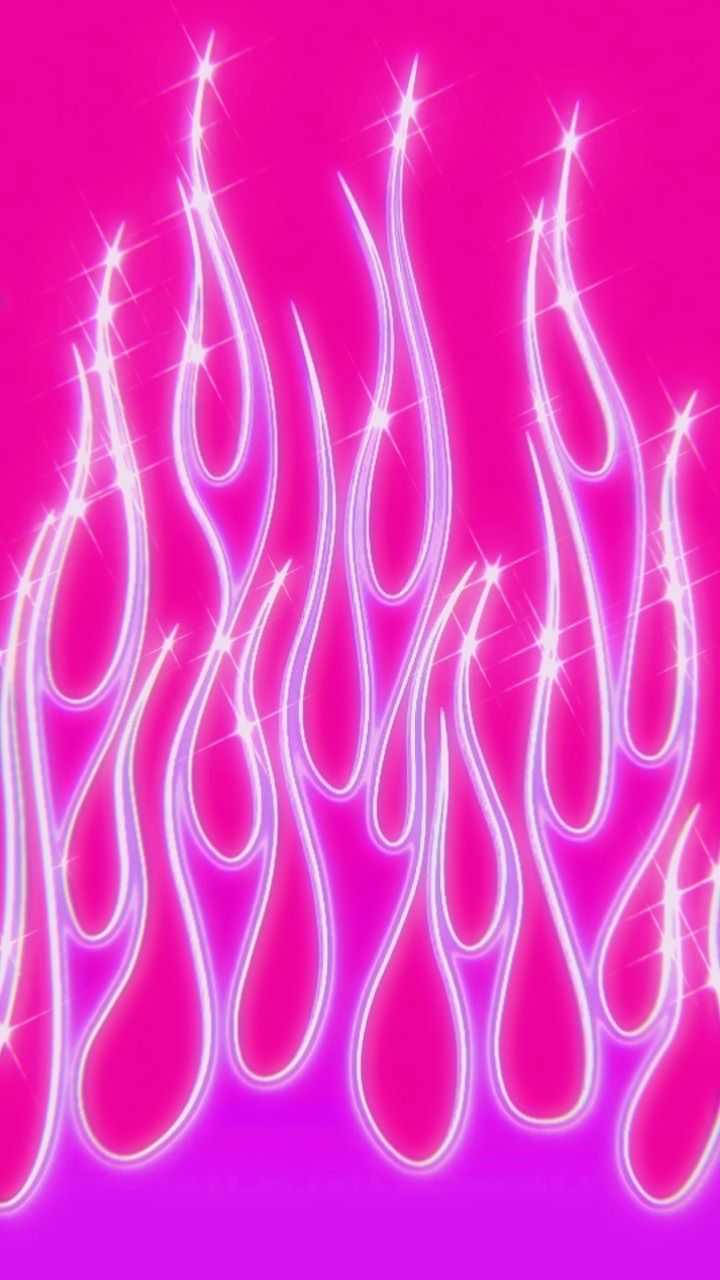 Hot Pink Aesthetic Flames, vibrant pink, glowing white flame shapes, HD Phone Wallpaper